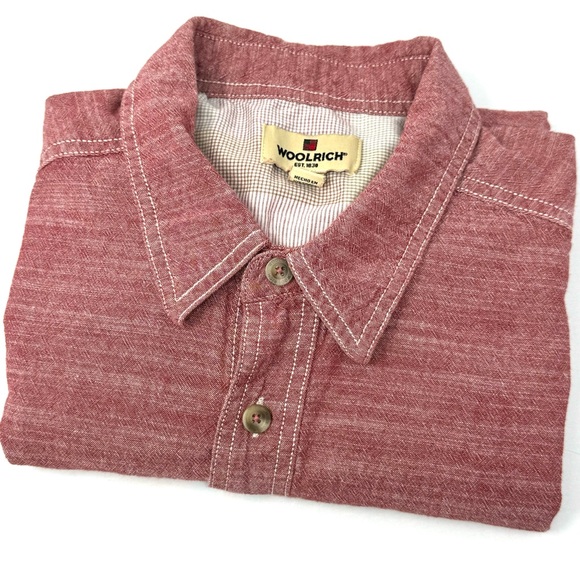 Vintage Woolrich Men’s‎ Large Red Heathered Short Sleeve Button Up Shirt. - Picture 6 of 7